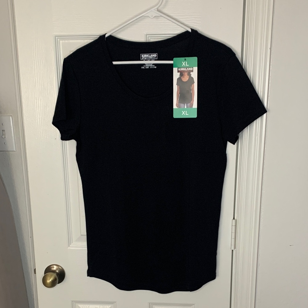 Kirkland Signature Black Women's Short Sleeve Crewneck Tee XL